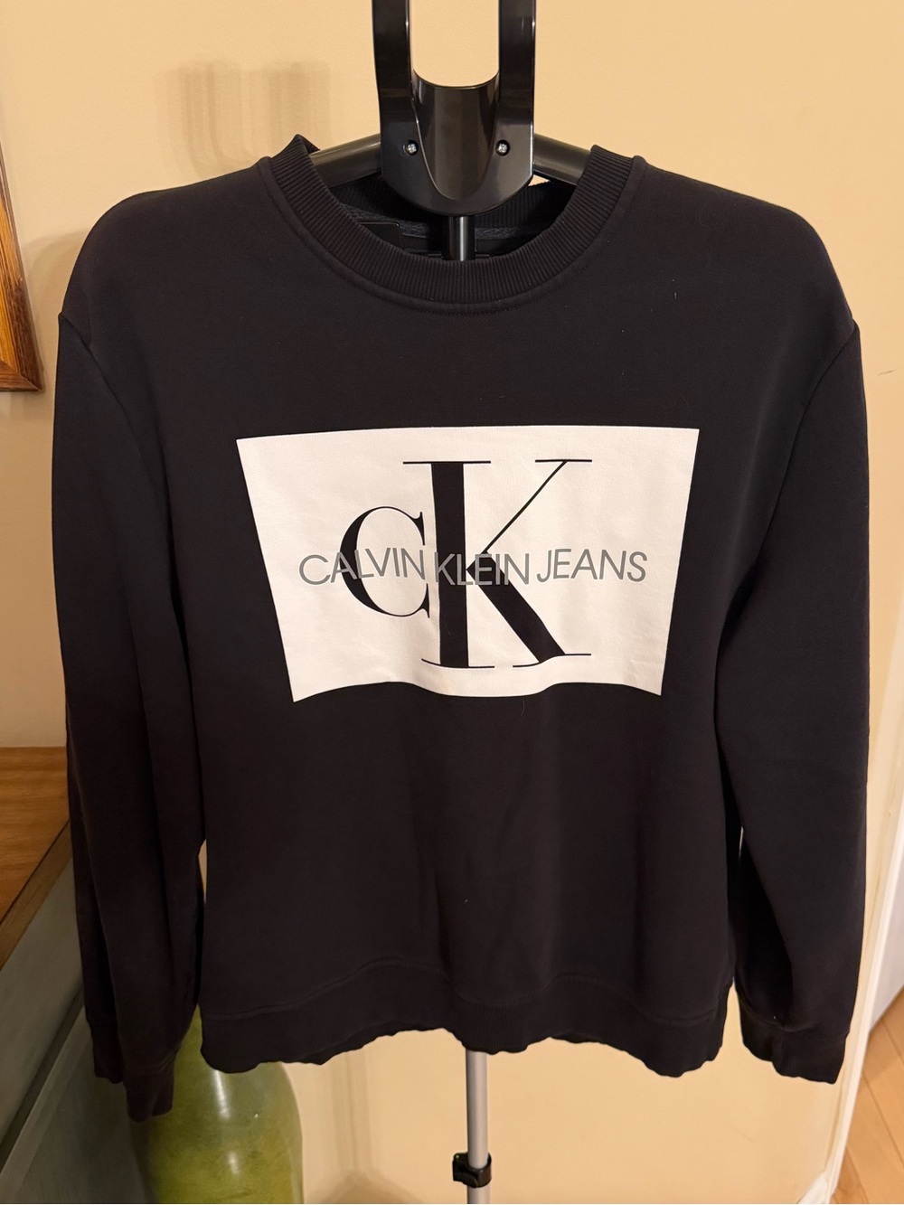 Calvin Klein Jeans Logo Sweatshirt Black Crewneck Pullover XL Men’s Cotton
